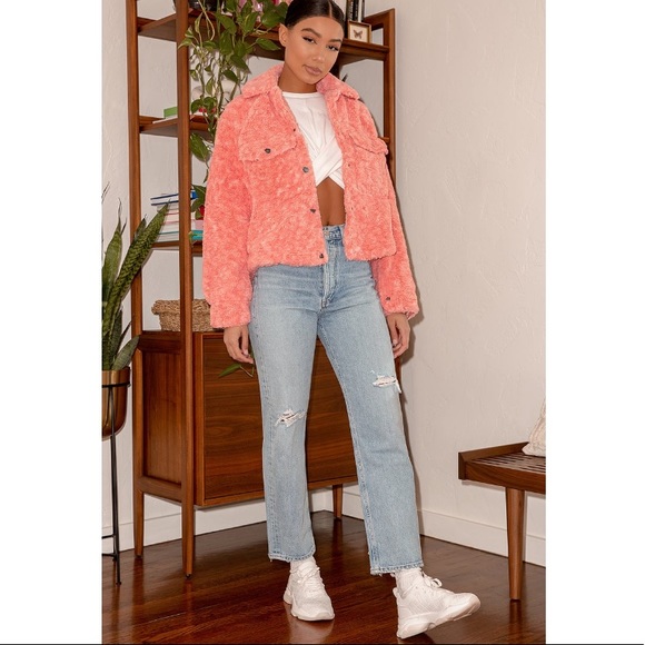 FREE PEOPLE CORAL TEDDY FAUX FUR JACKET NWT - Picture 10 of 10